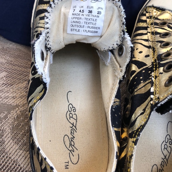 🐯Don.Ed Hardy designs Tiger Gold Pop Art Vintage Slip on sneakers - Picture 3 of 7